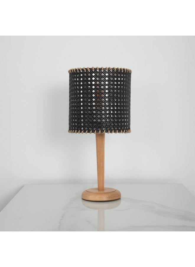 تبس هوم لمب مصباح طاولة TBS باللون اسود مصنوعة من راتان لإضاءة المنزل والديكور - Image 2